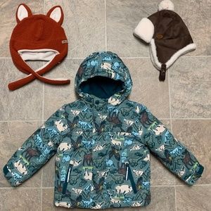 Toddler Winter Coat Cat & Jack 3 Way Jacket 2T Columbia Fox Beanie Cap Woodland